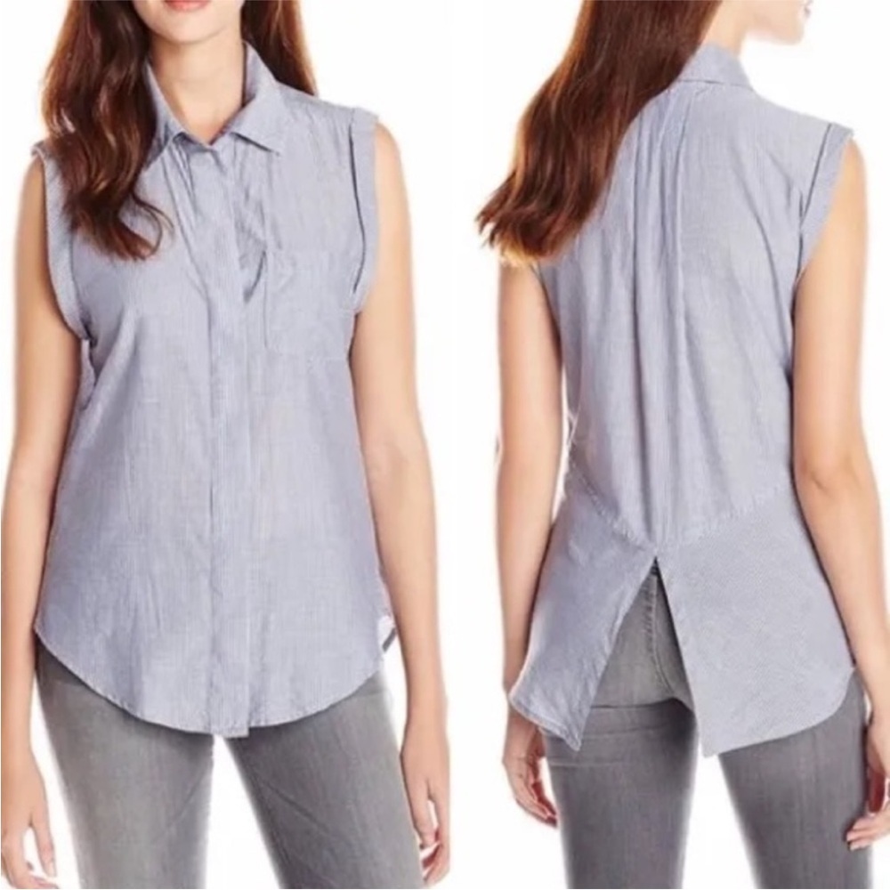 Sam Edelman Blue Striped Sleeveless Top - Picture 2 of 8